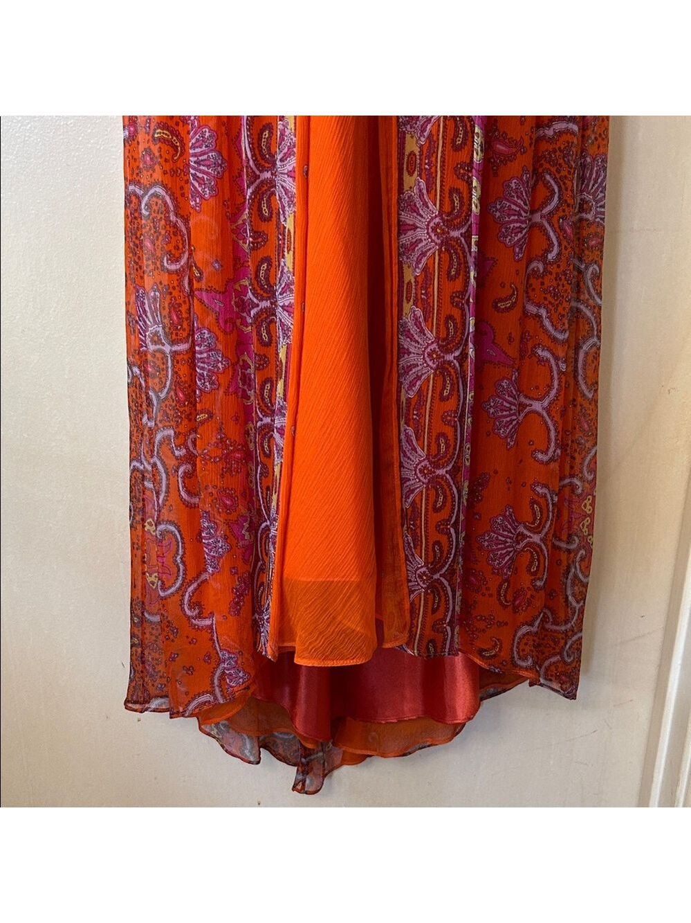Laundry By Shelli Segal Silk Orange and Purple Maxi Dress size M - Picture 5 of 13